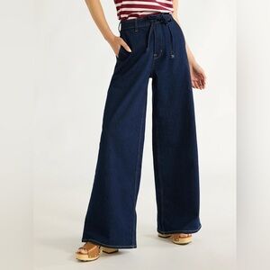 Free Assembly Wide Leg High-Rise Jeans in Dark Indigo - Women's
